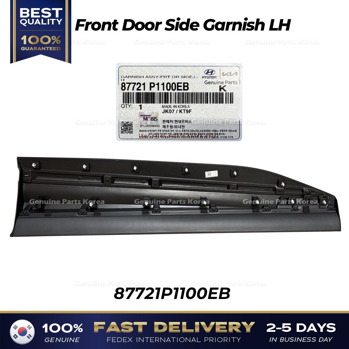 Genuine Front Door Side Garnish LH 87721P1100EB for Kia Sportage