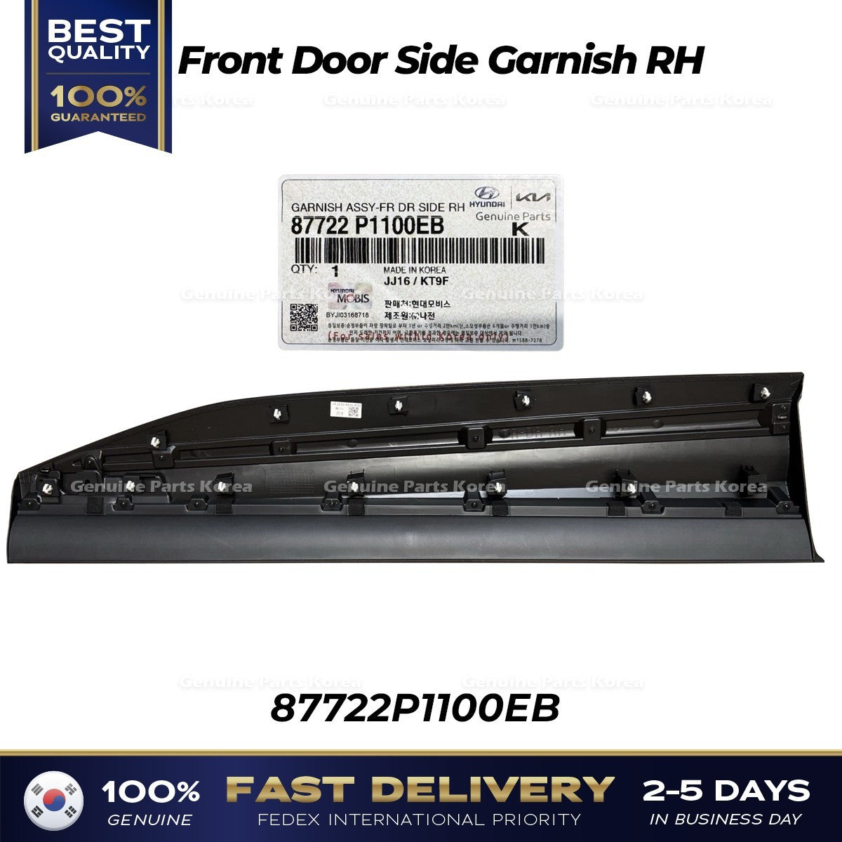 Genuine Front Door Side Garnish RH 87722P1100EB for Kia Sportage
