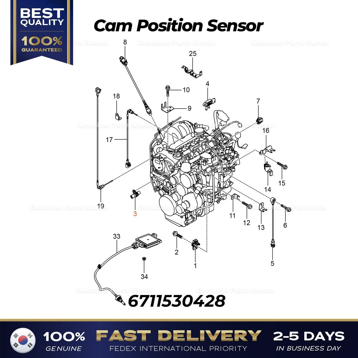 Genuine Cam Position Sensor 6711530428 for Ssangyong Korando Rexton