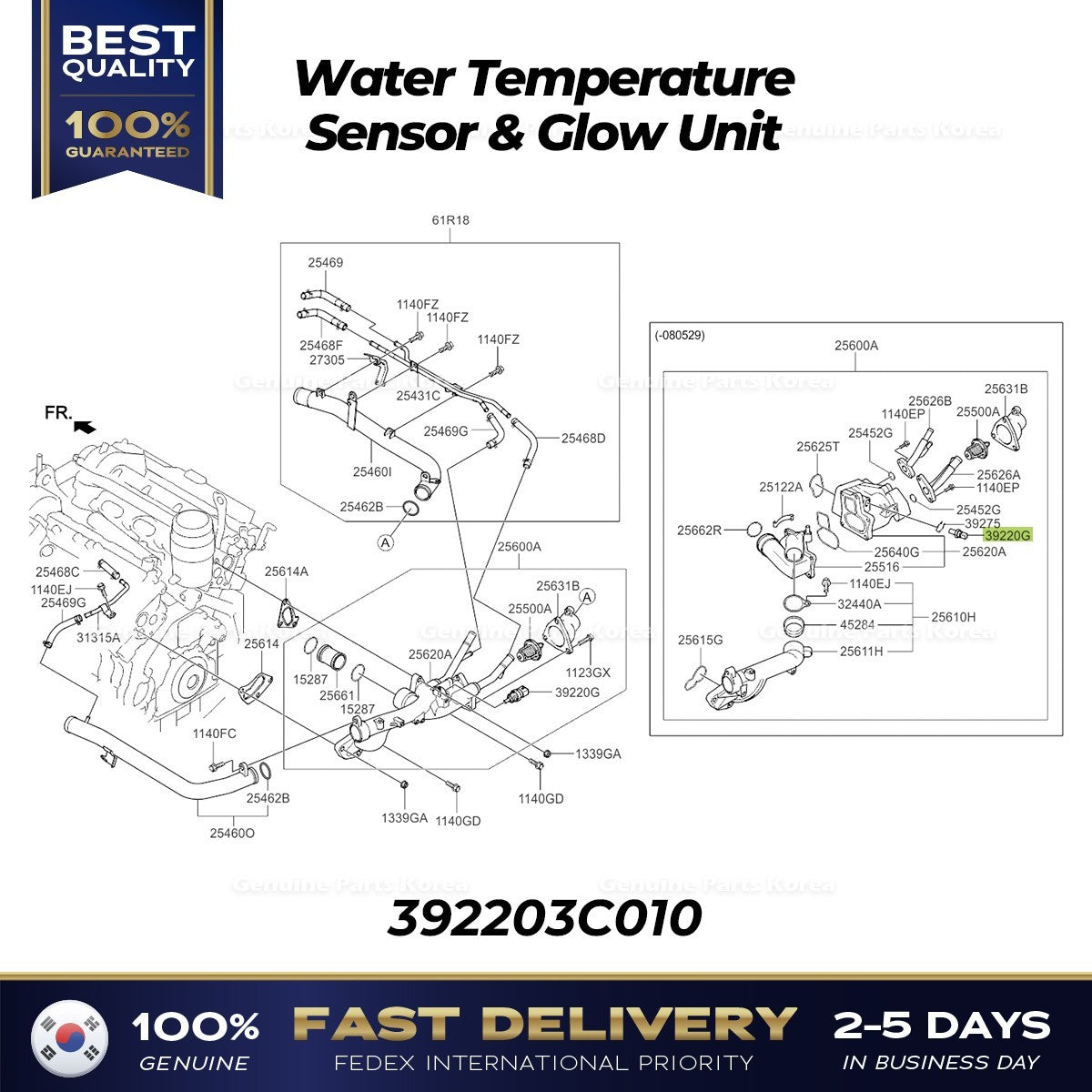 Genuine Water Temperature Sensor & Glow Unit 392203C010 for Kia Borrego Sedona