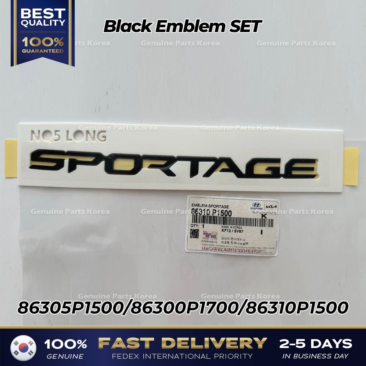 Genuine Black Emblem SET 86305P1500 86300P1700 86310P1500 for Kia Sportage