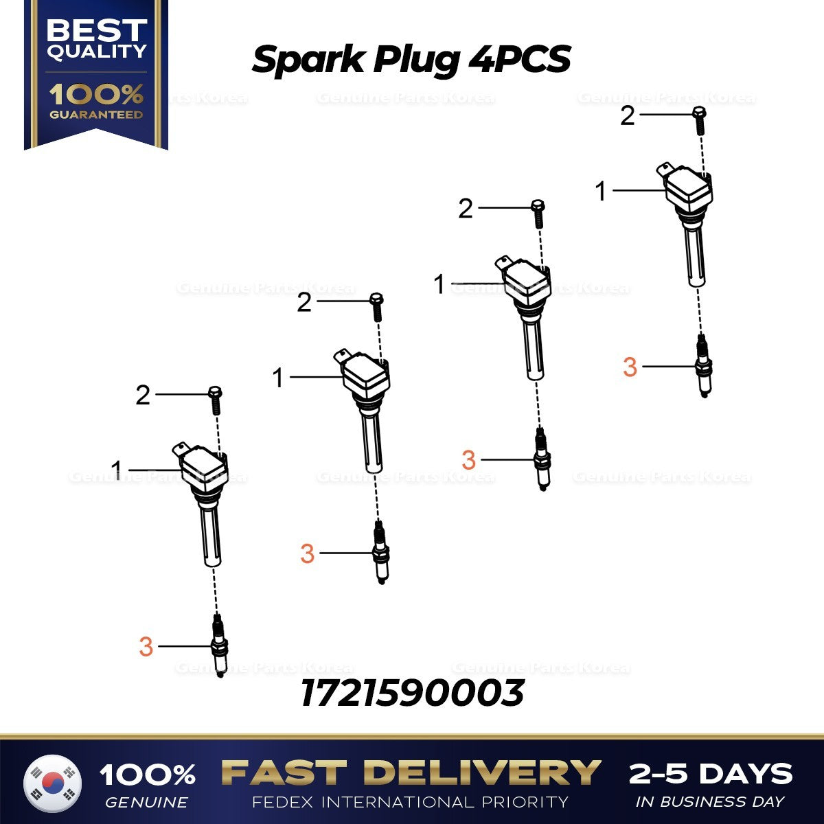 Genuine Spark Plug 4PCS 1721590003 for Ssangyong Tivoli
