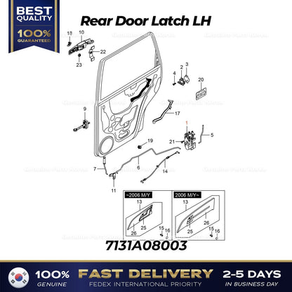 Genuine Rear Door Latch LH 7131A08003 for Ssanngyong Rexton