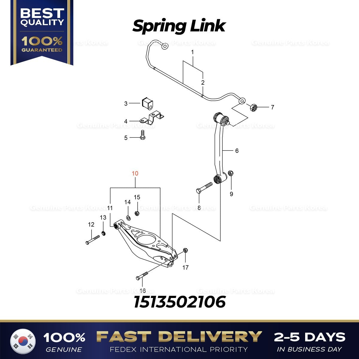 Genuine Spring Link 1513502106 for Ssangyong Korando Turismo Rexton