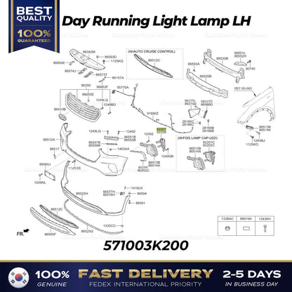 Genuine Day Running Light Lamp LH 92207B8500 for Hyundai Santa Fe