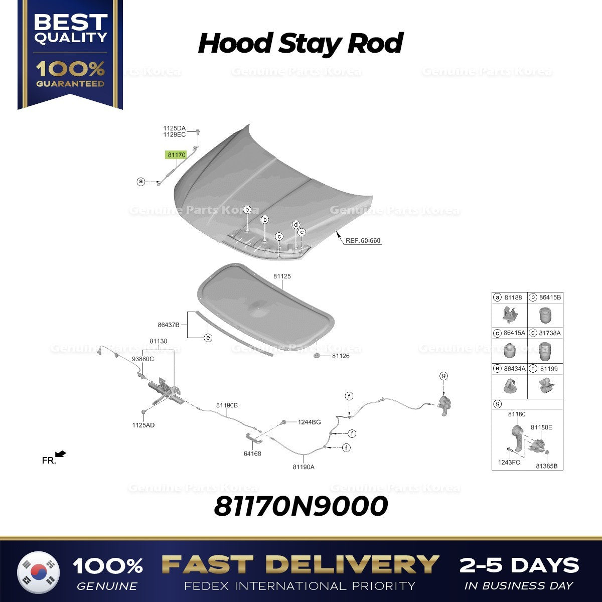 Genuine Hood Stay Rod 81170N9000 for Hyundai Tucson