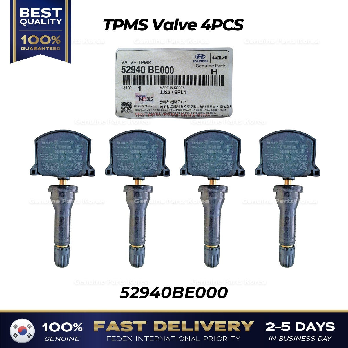 Genuine TPMS Valve 4PCS 52940BE000 for Hyundai Kona