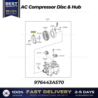 Genuine AC Compressor Disc & Hub 976443A570 for Hyundai Tucson Kia Sorento