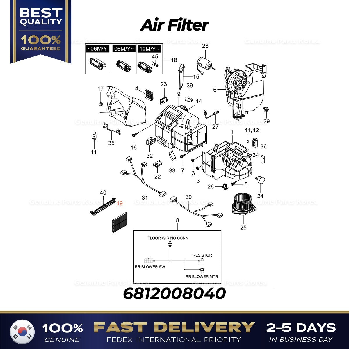 Genuine Air Filter 6812008040 for Ssangyong Rexton