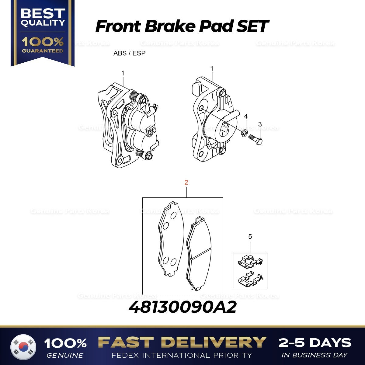 Genuine Front Brake Pad SET 48130090A2 for Ssangyong Rexton