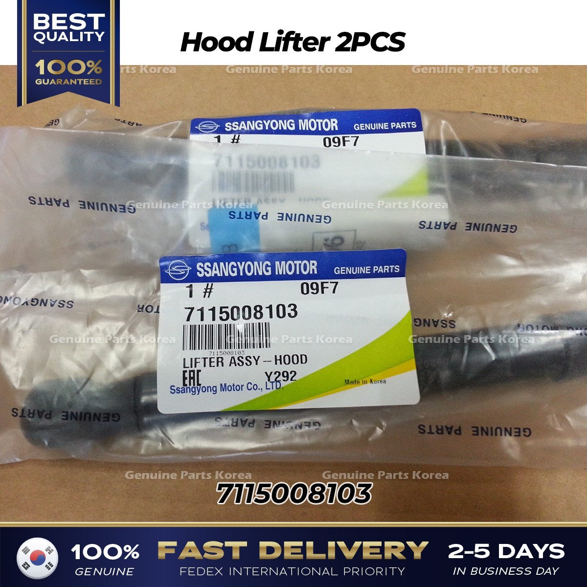 Genuine Hood Lifter 2PCS 7115008103 for Ssangyong Rexton