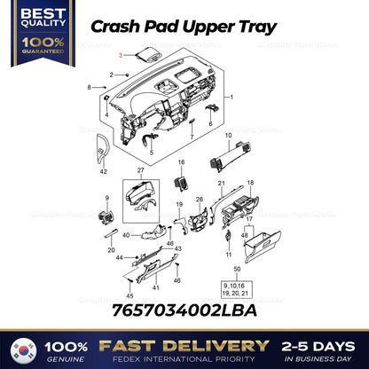 Genuine Crash Pad Upper Tray 7657034002LBA for Ssangyong Korando C