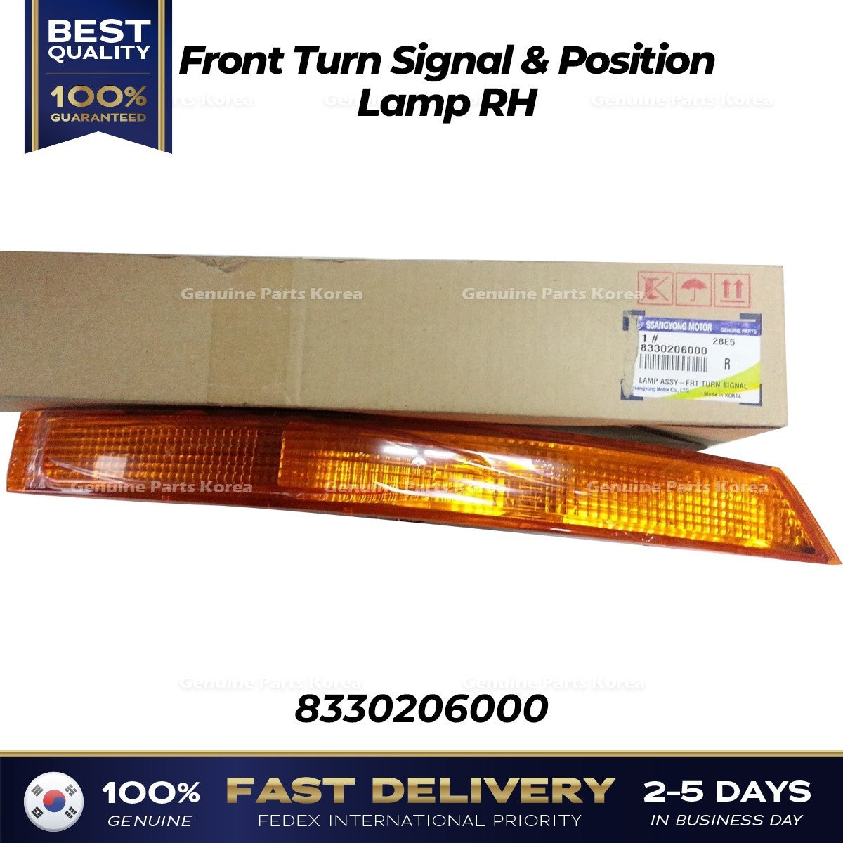 Genuine Front Turn Signal & Position Lamp RH 8330206000 for Ssangyong Korando