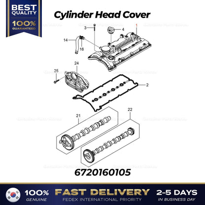Genuine Cylinder Head Cover 6720160105 for Ssangyong Rexton G4