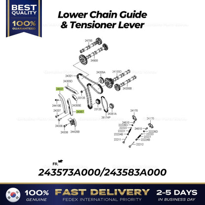 Genuine Lower Chain Guide & Tensioner Lever for Hyundai Veracruz Kia Mohave
