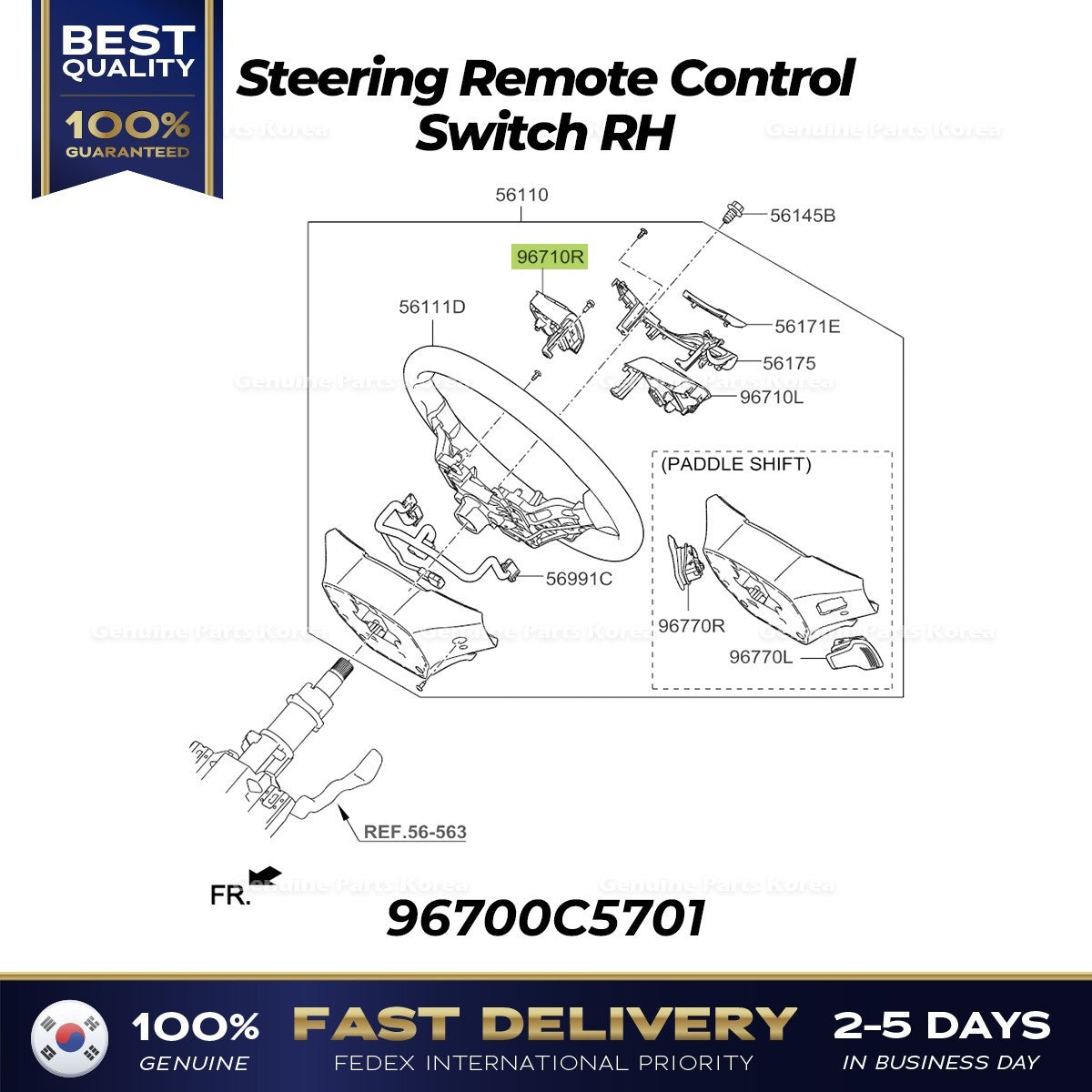 Genuine Steering Remote Control Switch RH 96700C5701 for Kia Sorento