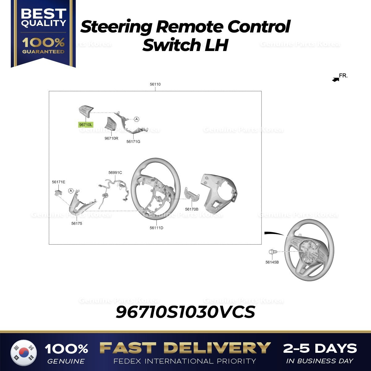 Genuine Steering Remote Control Switch LH 96710S1030VCS for Hyundai Santa Fe