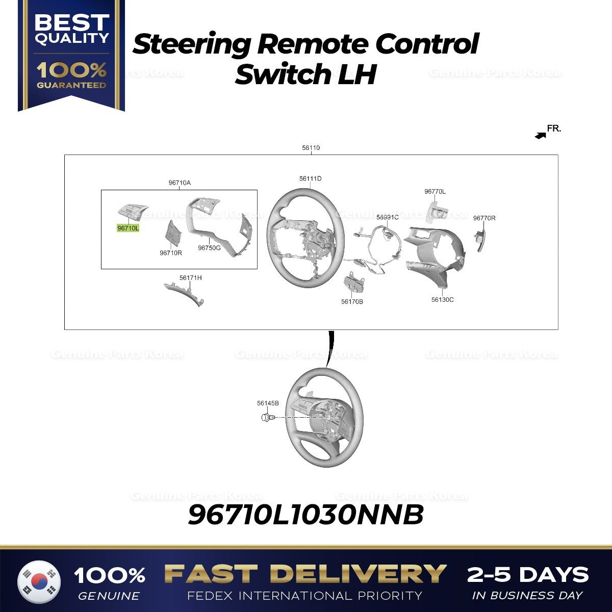 Genuine Steering Remote Control Switch LH 96710L1030NNB for Hyundai Sonata