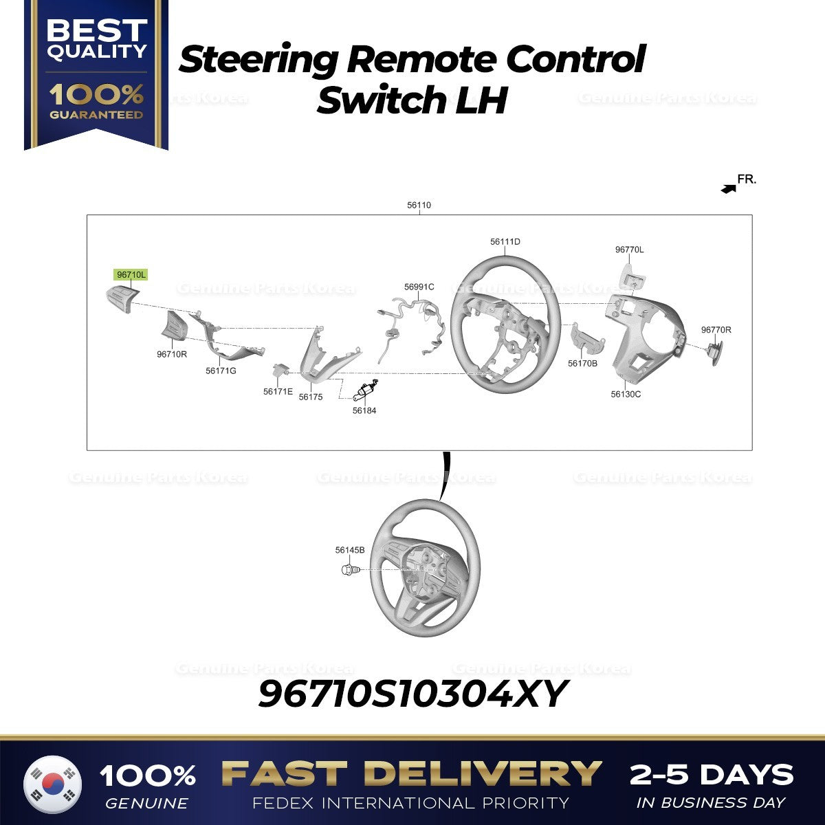 Genuine Steering Remote Control Switch LH 96710S10304XY for Hyundai Palisade