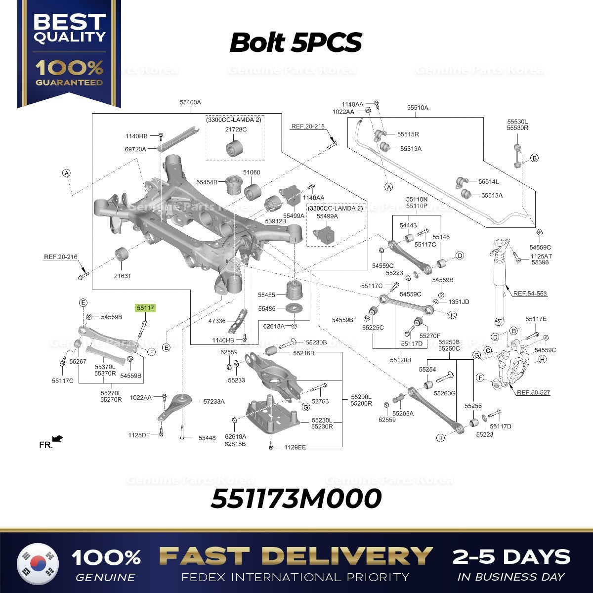 Genuine Bolt 5PCS 551173M000 for Hyundai Genesis Kia