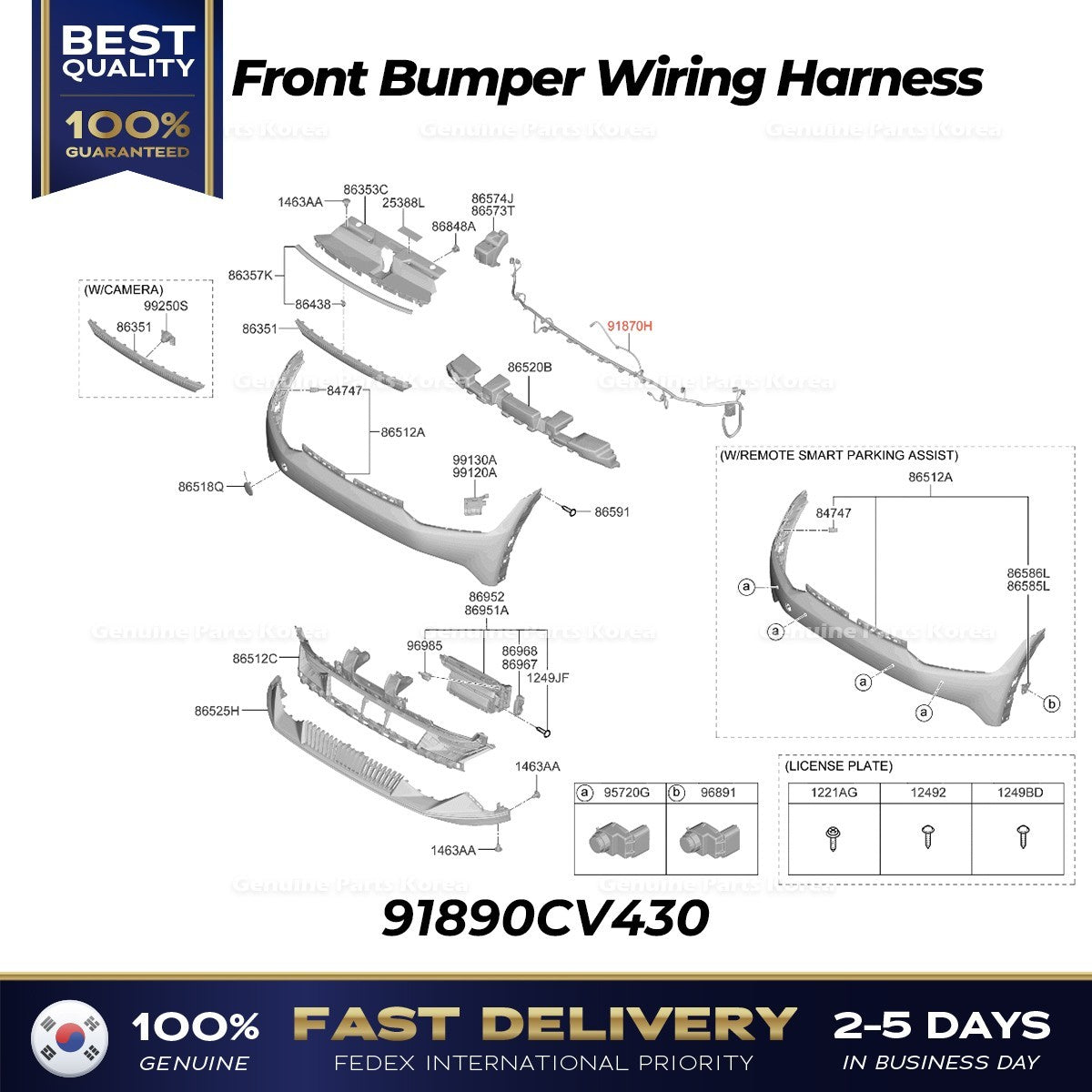 Genuine Front Bumper Wiring Harness 91890CV430 for Kia EV6