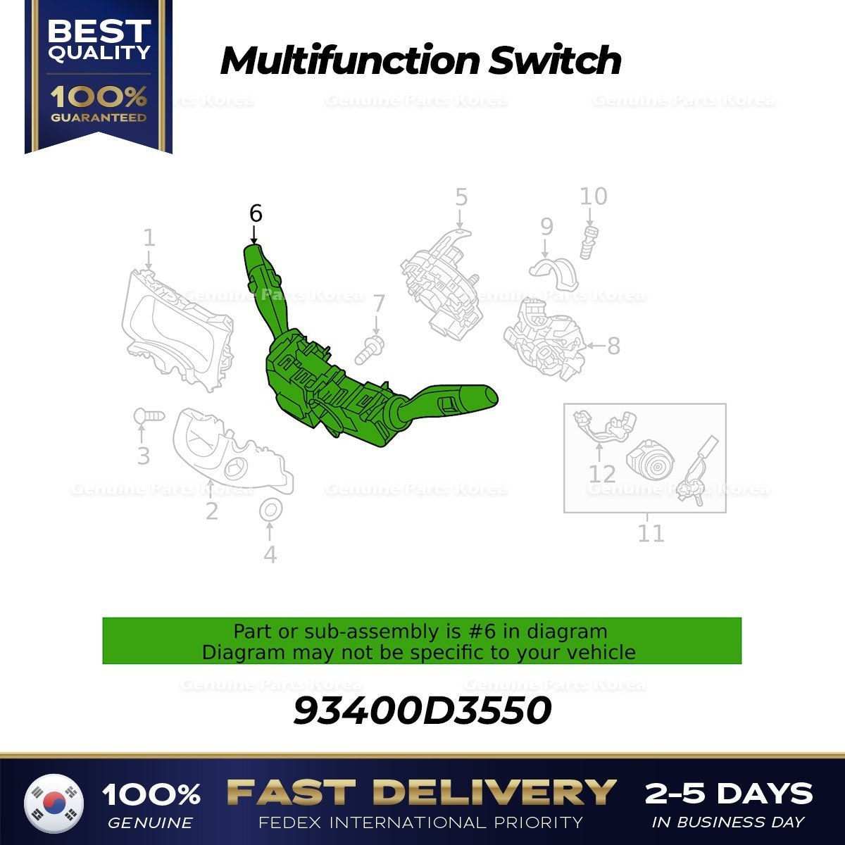 Genuine Multifunction Switch 93400D3550 for Hyundai Tucson
