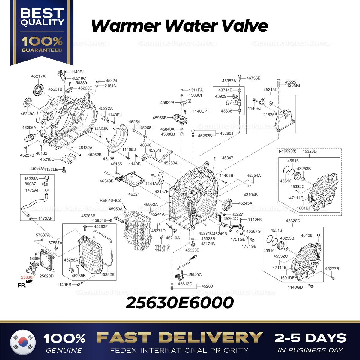 Genuine Warmer Water Valve 25630E6000 for Hyundai Sonata Hybrid