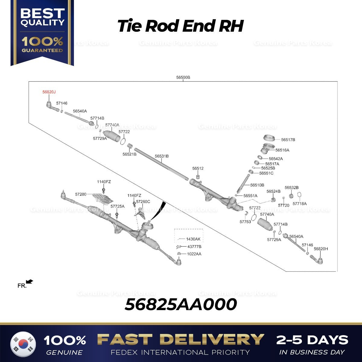 Genuine Tie Rod End RH 56825AA000 for Hyundai Elantra