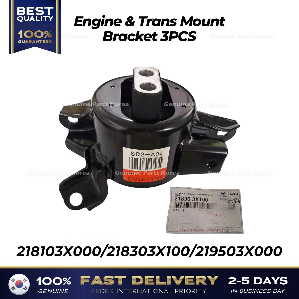 Genuine Engine & Trans Mount Bracket 3PCS for Hyundai Elantra Kia Forte