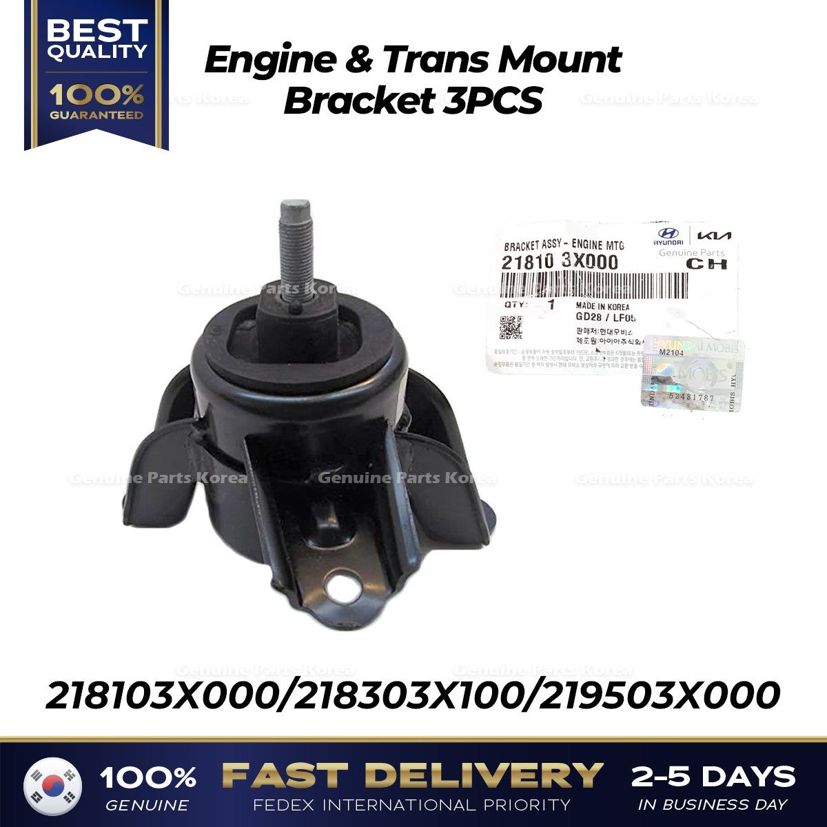Genuine Engine & Trans Mount Bracket 3PCS for Hyundai Elantra Kia Forte