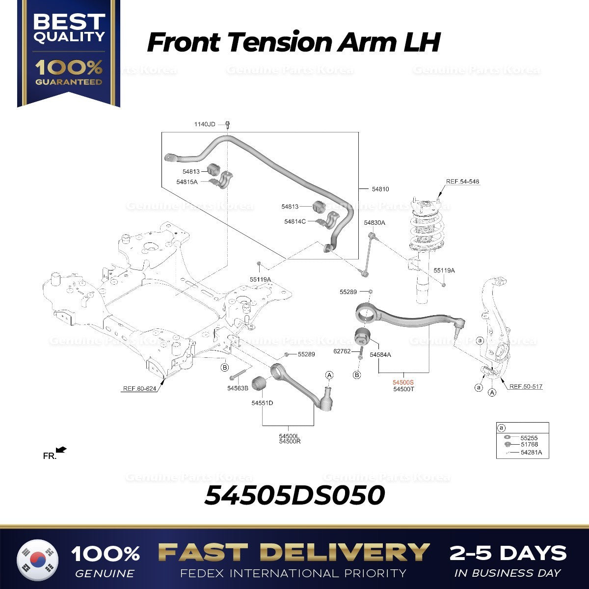 Genuine Front Tension Arm LH 54505DS050 for Hyundai Genesis Electrified GV70
