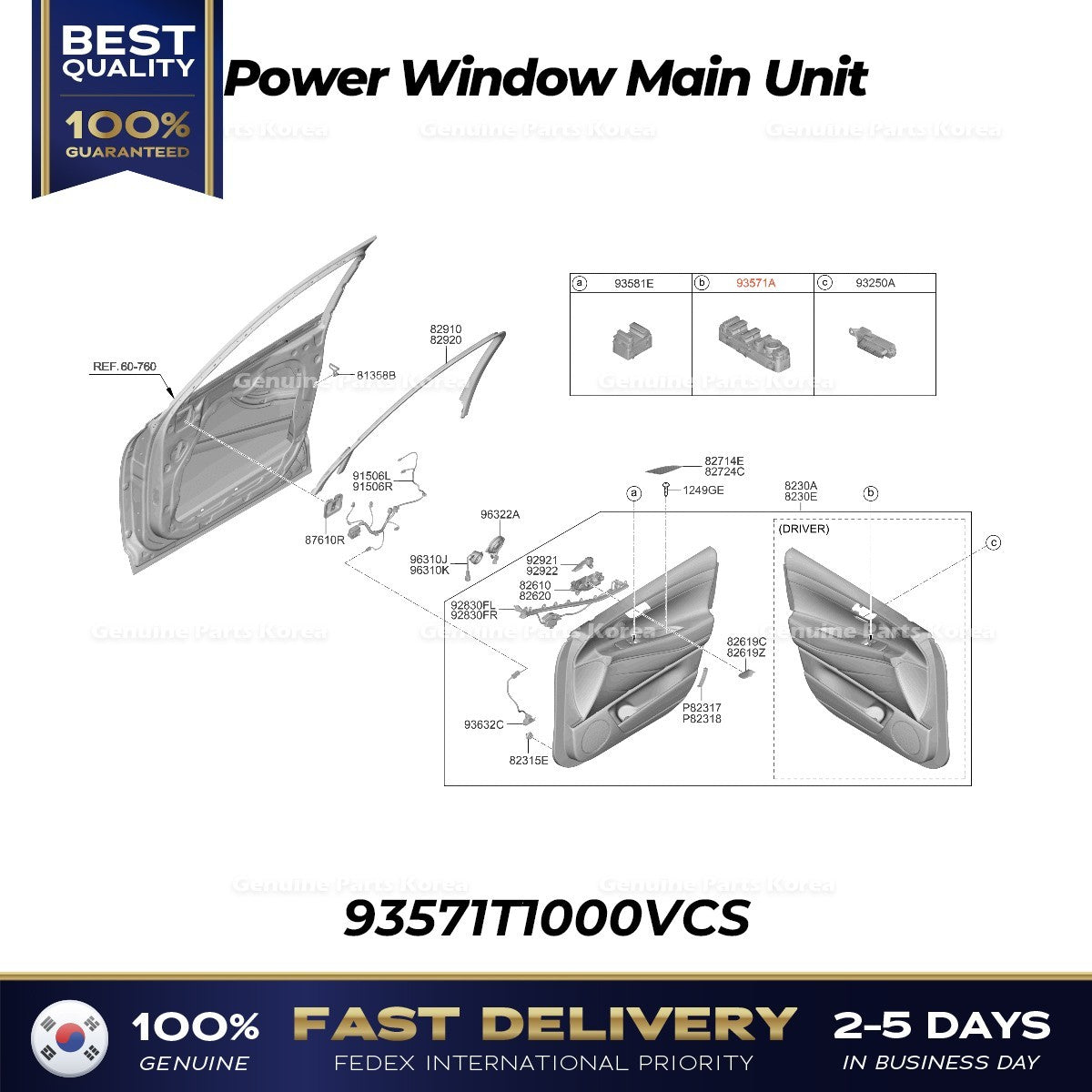 Genuine Power Window Main Unit 93571T1000VCS for Hyundai Genesis G80