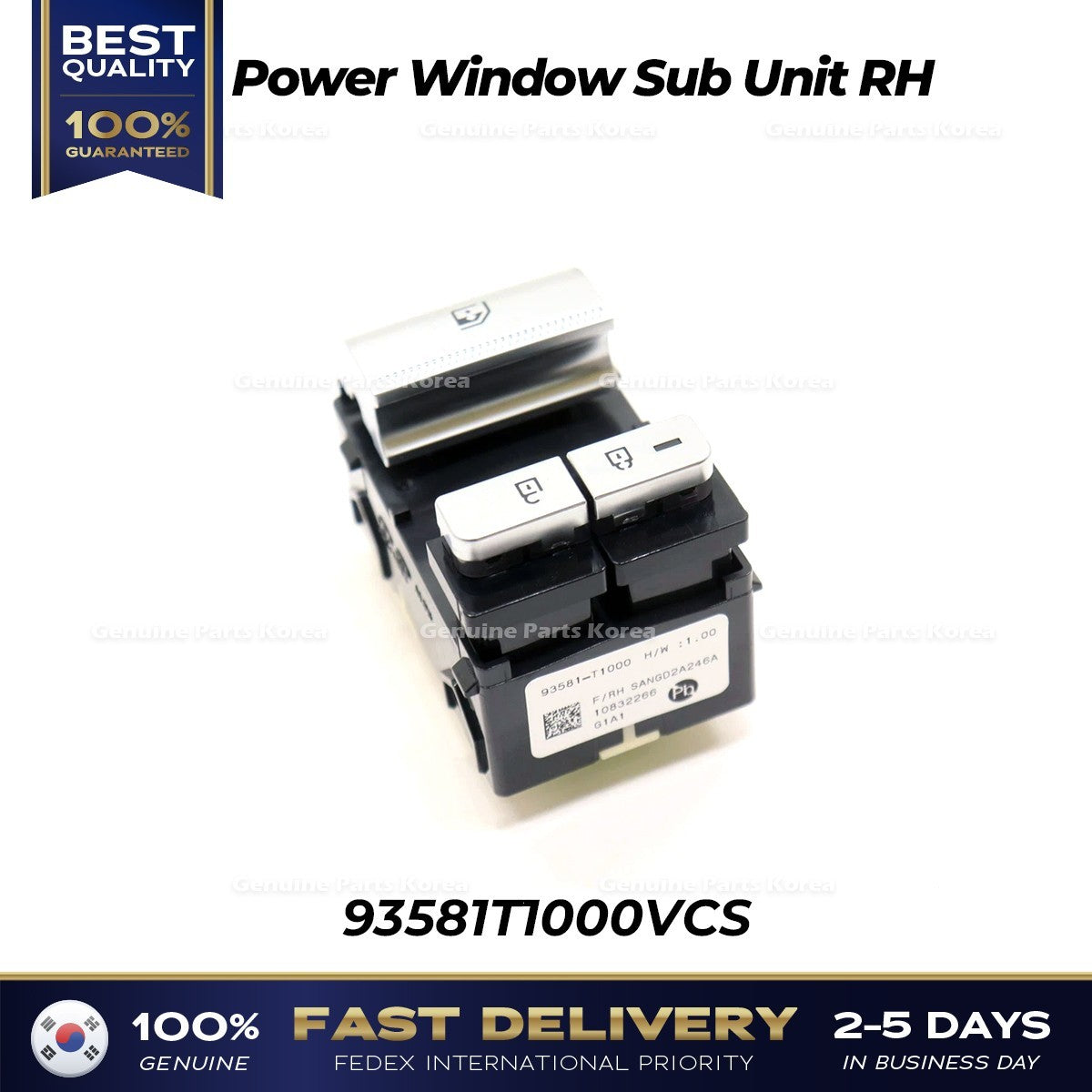 Genuine Power Window Sub Unit RH 93581T1000VCS for Hyundai Genesis G80