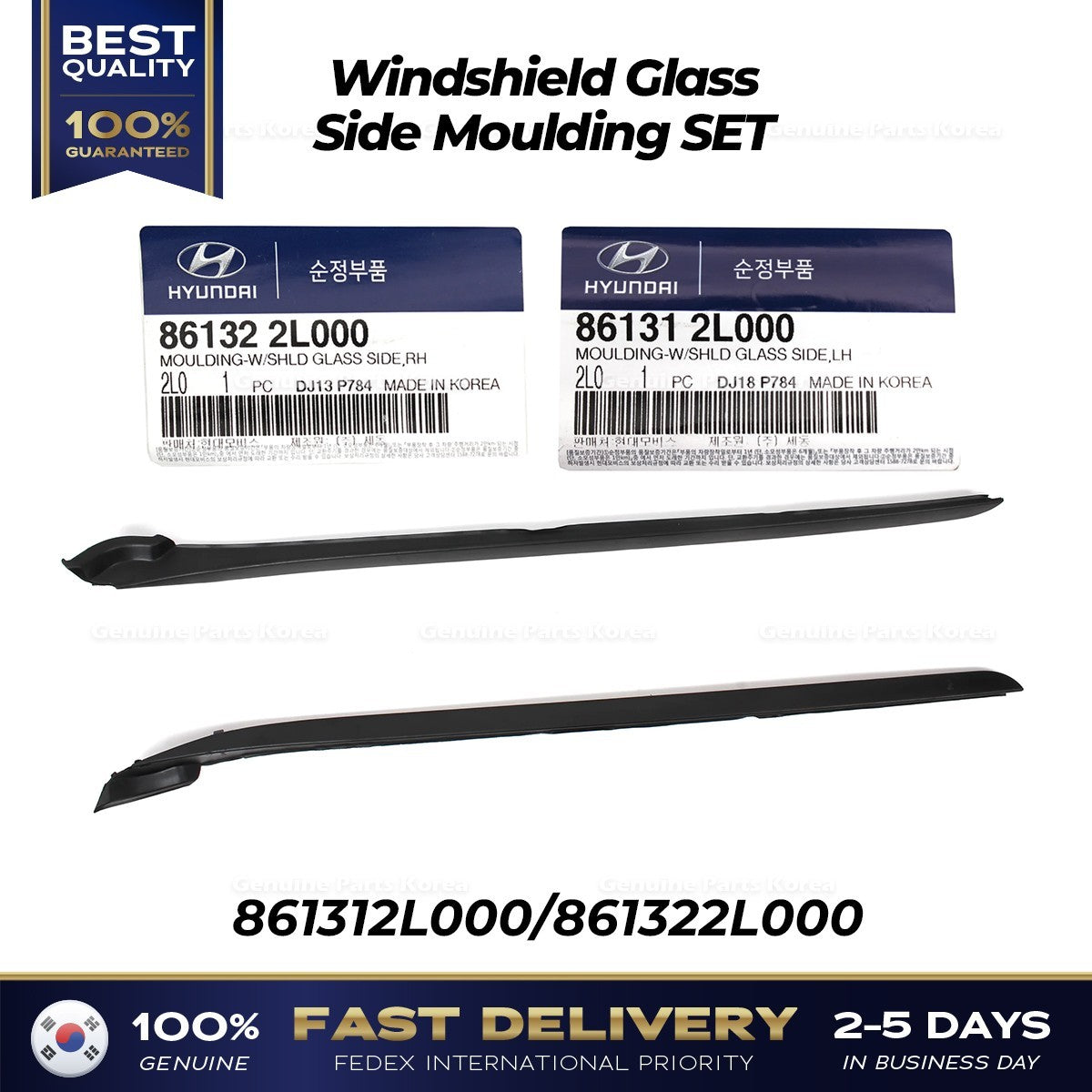 Genuine Windshield Glass Side Moulding SET for Hyundai Elantra