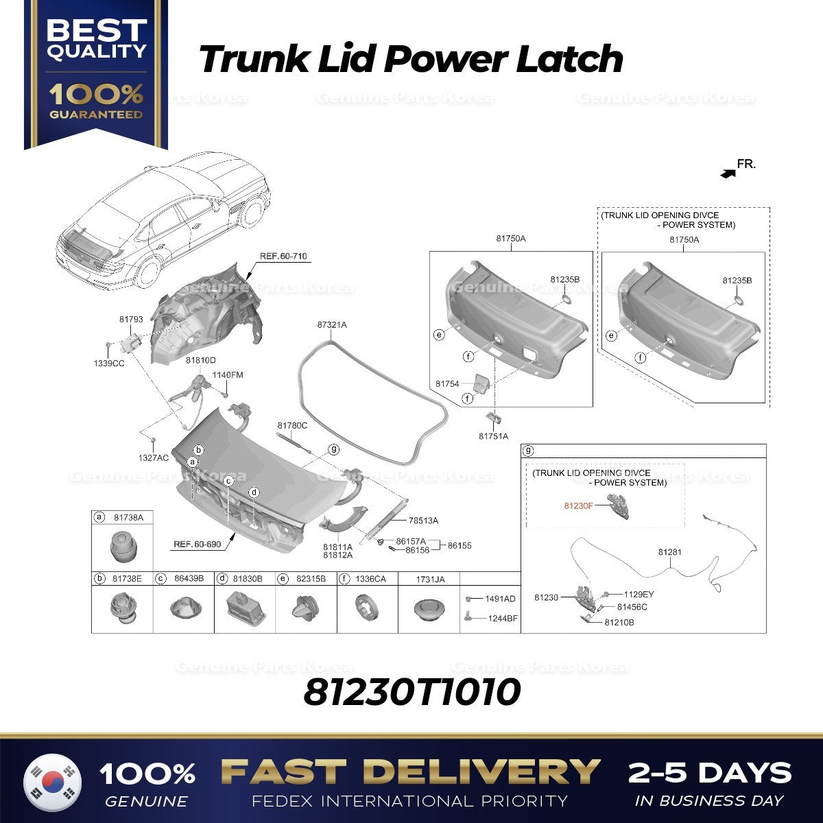 Genuine Trunk Lid Power Latch 81230T1010 for Hyundai Genesis G70 G80