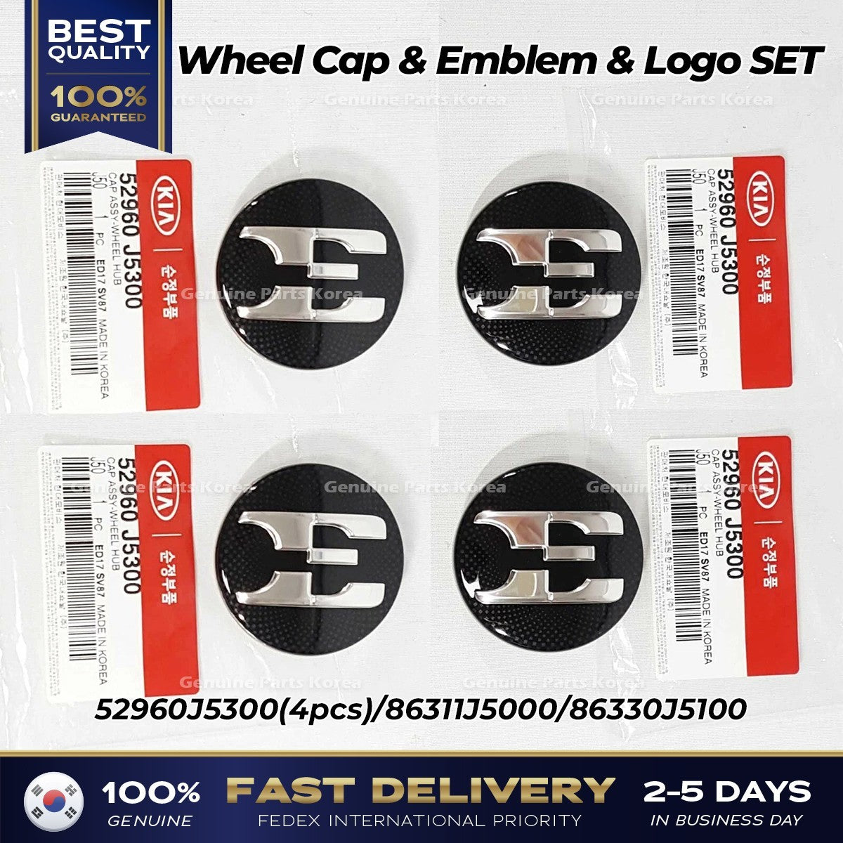 Genuine Wheel Cap & Emblem & Logo SET for Kia Stinger
