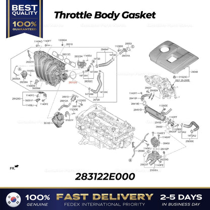 Genuine Throttle Body Gasket 283122E000 for Hyundai Elantra Kia Forte