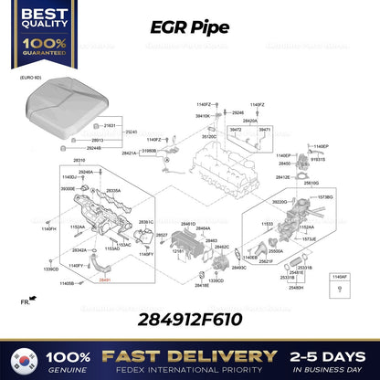Genuine EGR Pipe 284912F610 for Hyundai Staria Tucson Kia Sportage