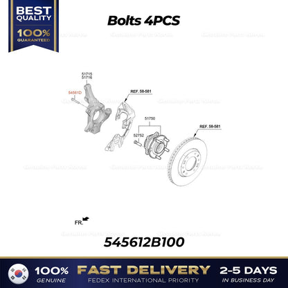 Genuine Bolts 4PCS 545612B100 for Hyundai Kia