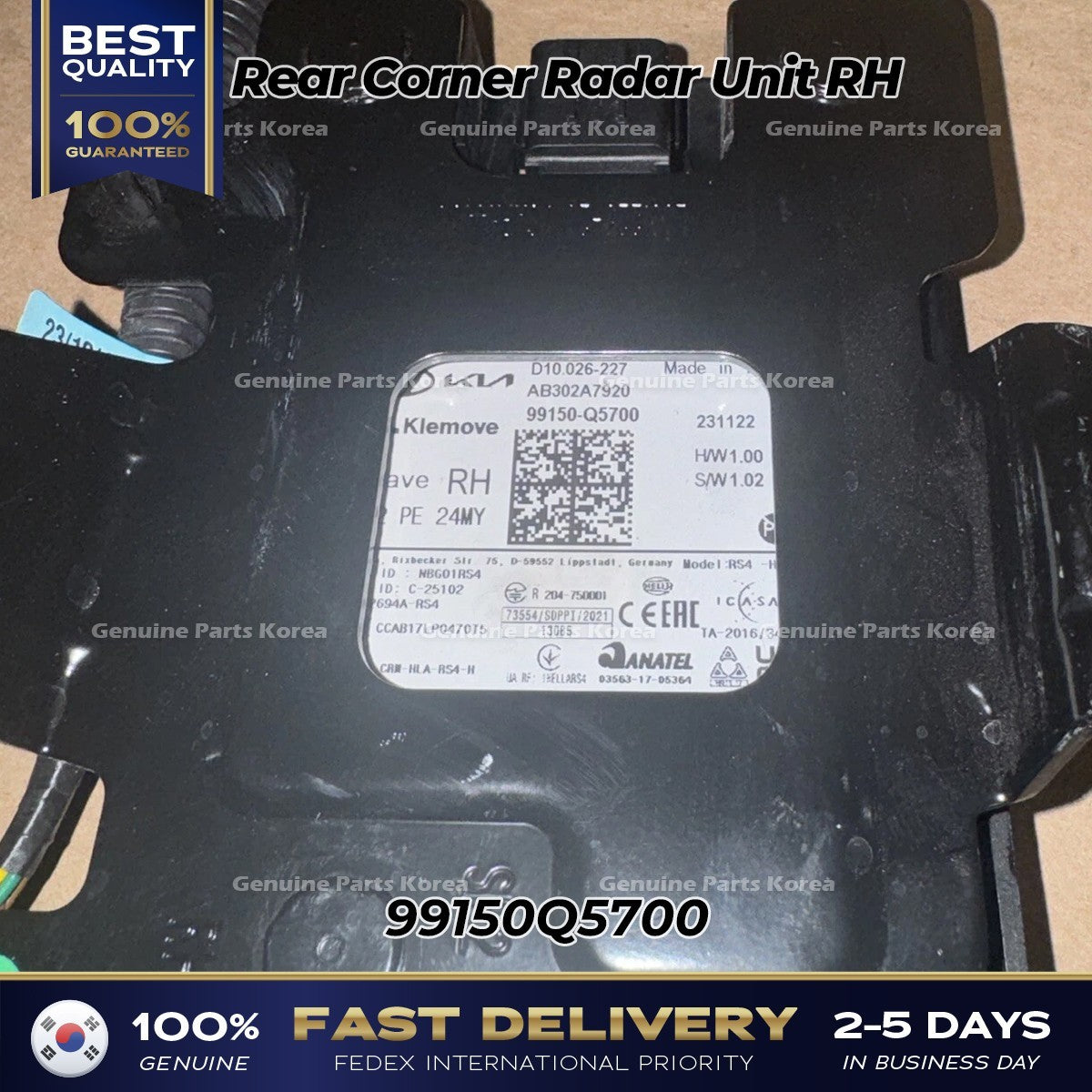 Genuine Rear Corner Radar Unit RH 99150Q5700 for Kia Seltos
