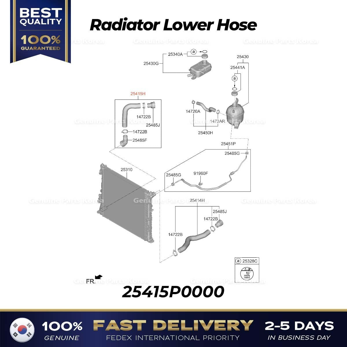Genuine Radiator Lower Hose 25415P0000 for Hyundai Tucson Kia Sportage