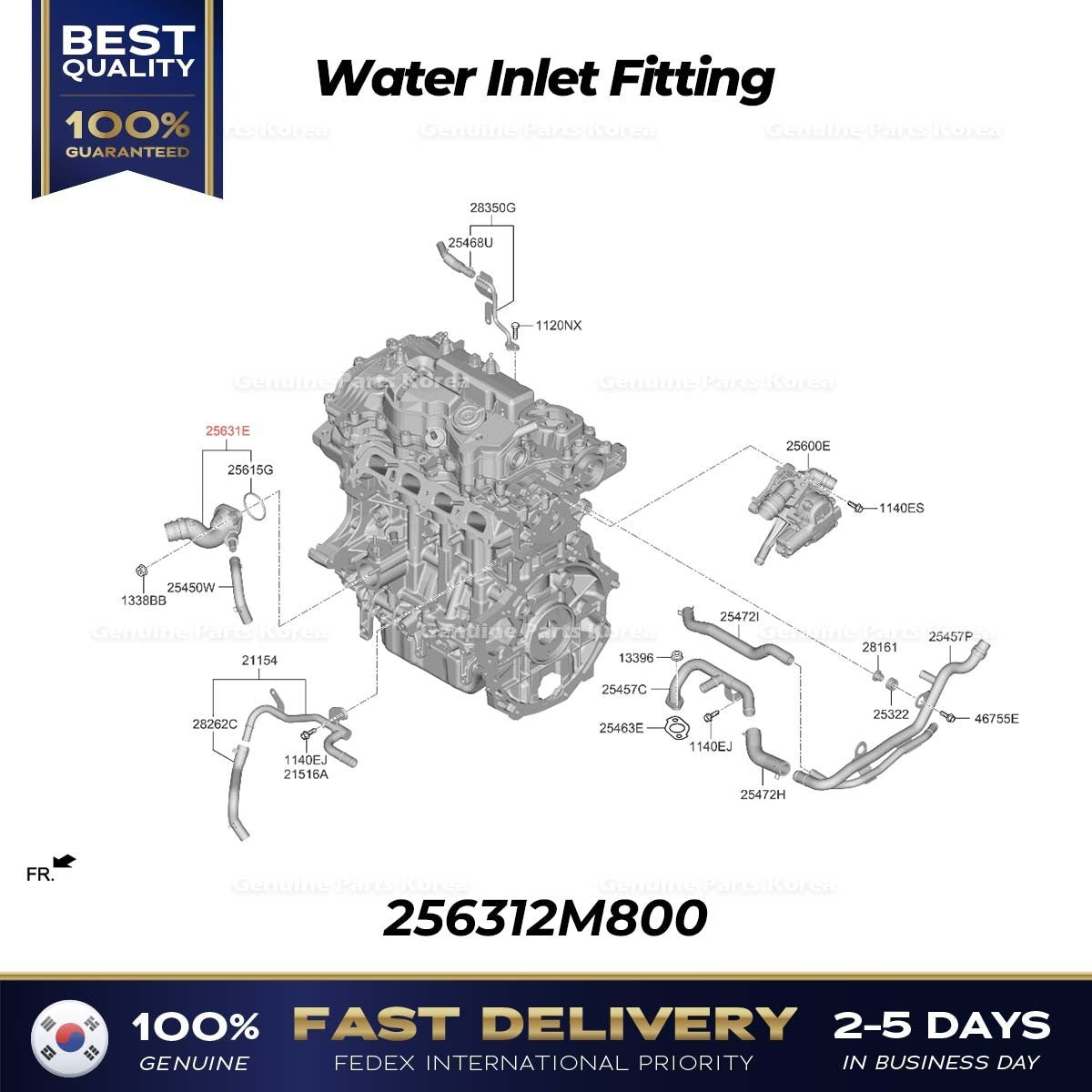 Genuine Water Inlet Fitting 256312M800 for Hyundai Sonata Kia Sorento