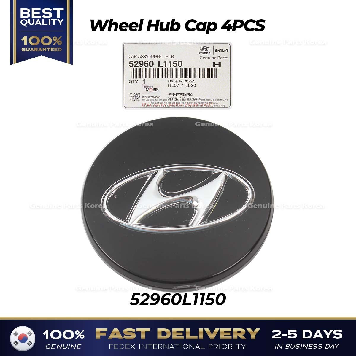 Genuine Wheel Hub Cap 4PCS 52960L1150 for Hyundai Elantra Ioniq Sonata