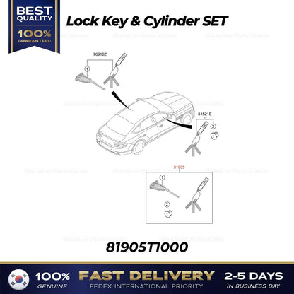 Genuine Lock Key & Cylinder SET 81905T1000 for Hyundai Genesis G80