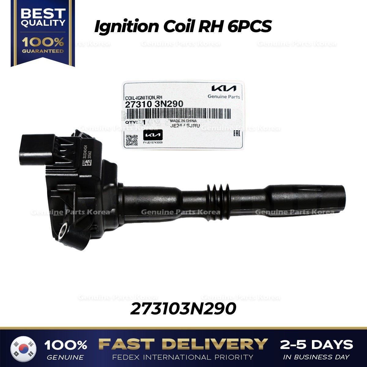 Genuine Ignition Coil RH 6PCS 273103N290 for Hyundai Genesis G80 G90 GV70