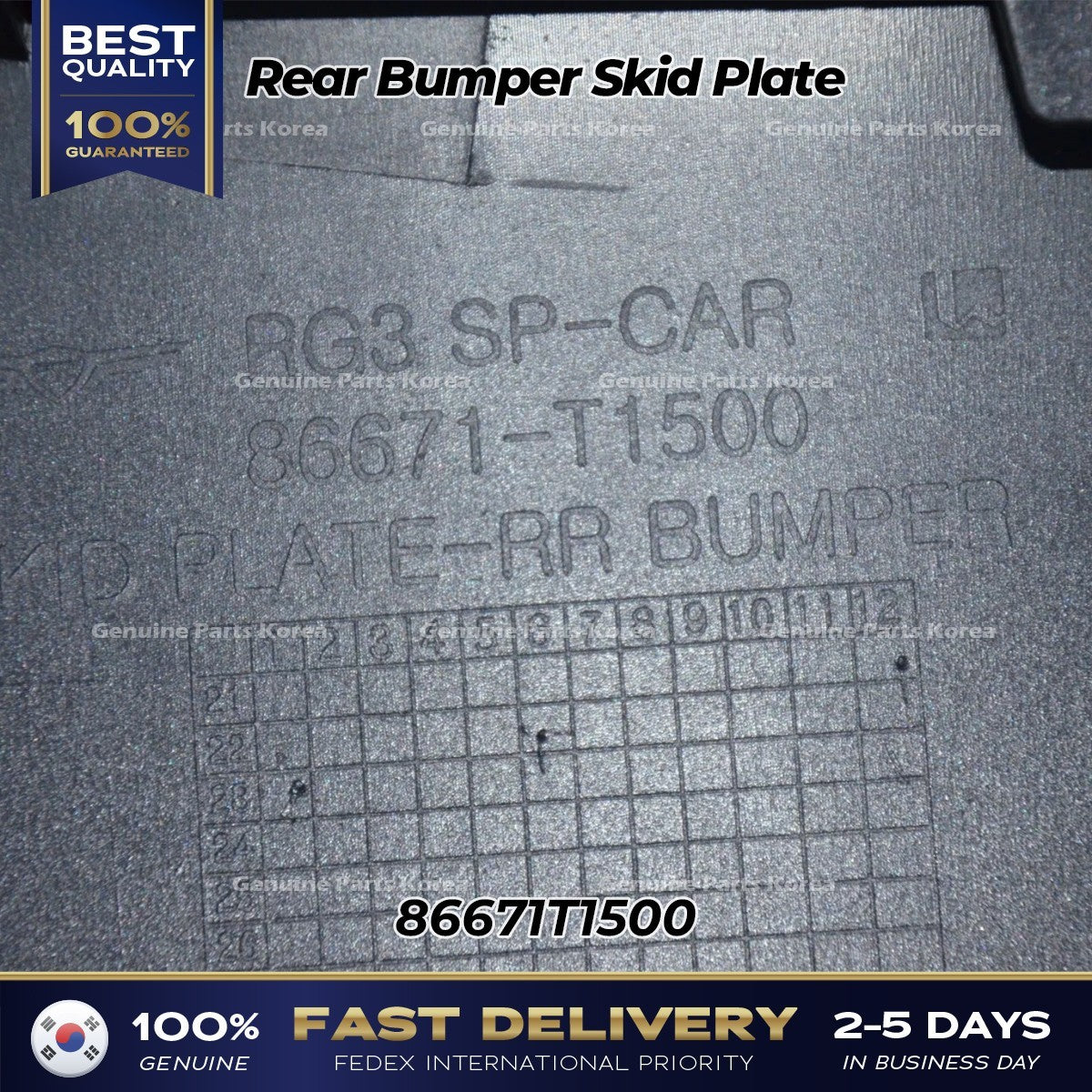 Genuine Rear Bumper Skid Plate 86671T1500 for Hyundai Genesis G80