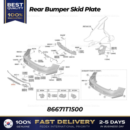 Genuine Rear Bumper Skid Plate 86671T1500 for Hyundai Genesis G80