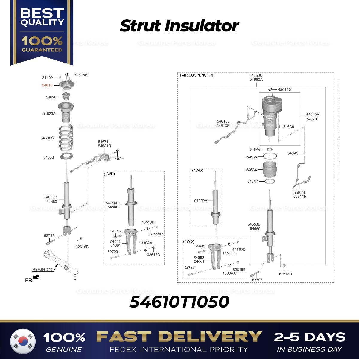 Genuine Strut Insulator 54610T1050 for Hyundai Genesis G80 G90