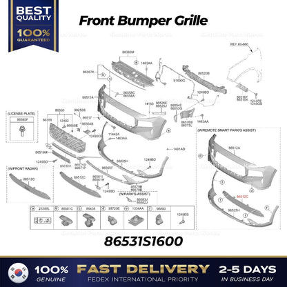 Genuine Front Bumper Grille 86531S1600 for Hyundai Santa Fe Hybrid