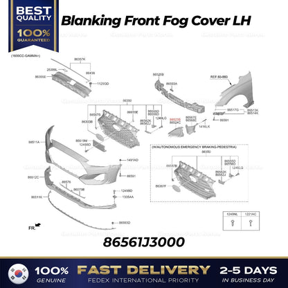 Genuine Blanking Front Fog Cover LH 86561J3000 for Hyundai Veloster